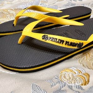 Philipp Plein Flip Flops in Bright Yellow